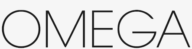 A black and white logo of the word " omega ".