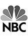A black and white logo of nbc.