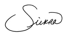 A black and white picture of the name sierra