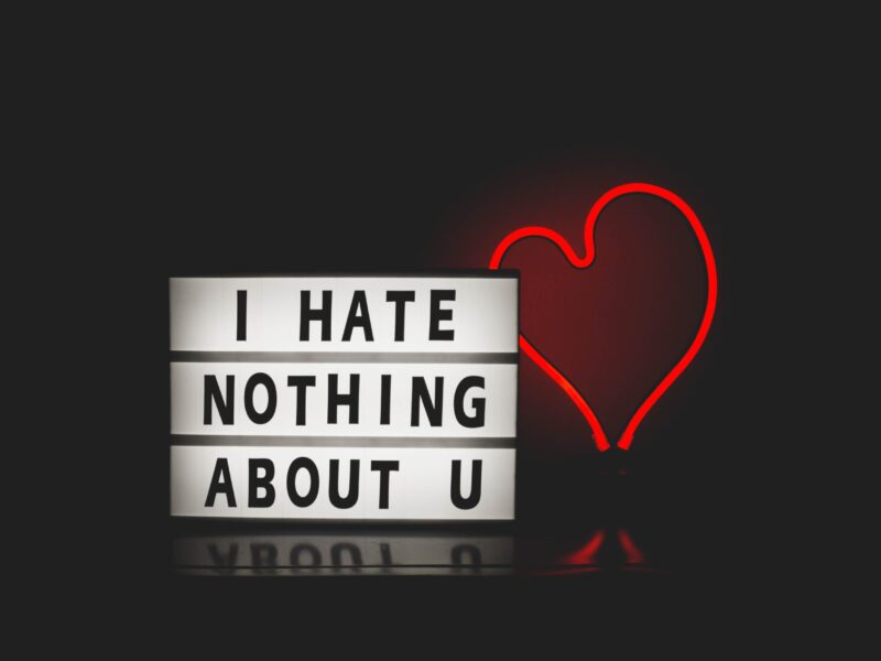 A lighted sign that says i hate nothing about you.